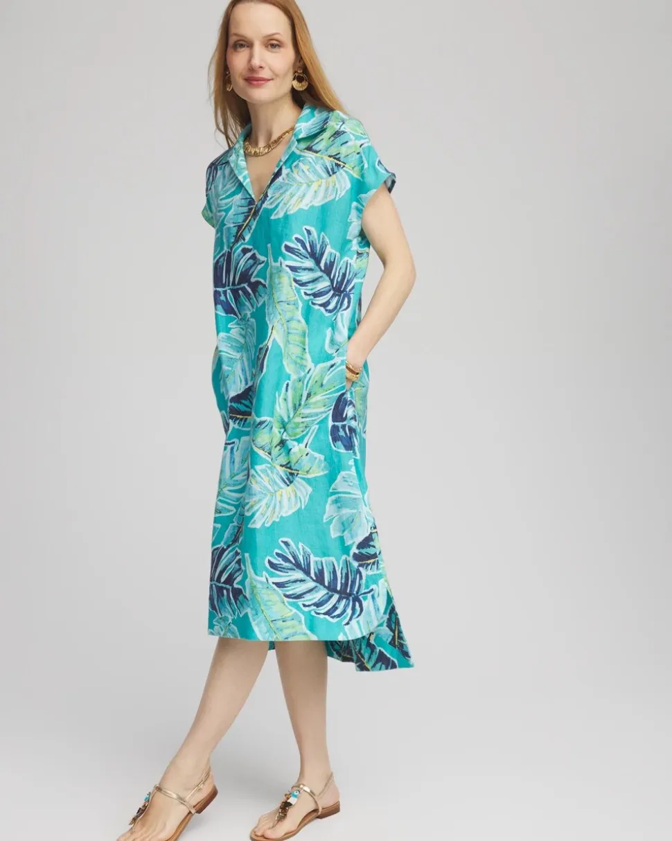 Tropical Linen Midi Dress