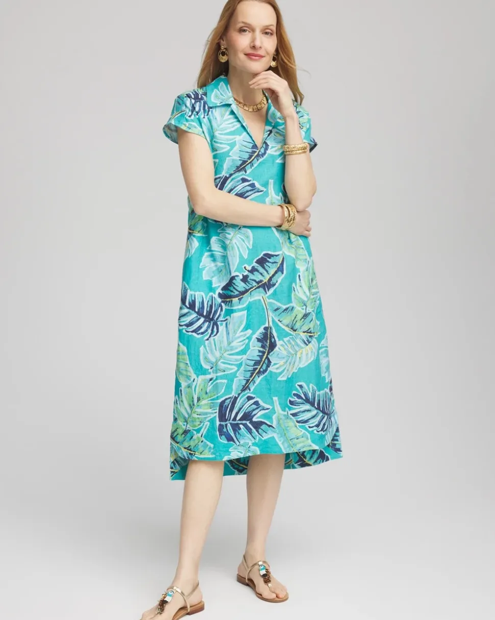 Tropical Linen Midi Dress