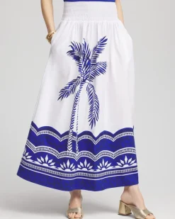 Tropical Smocked Waist Pull-On Skirt