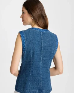 Tweed Mixed Denim Vest