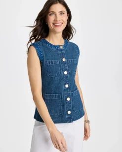 Tweed Mixed Denim Vest