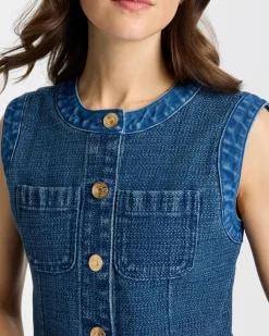 Tweed Mixed Denim Vest