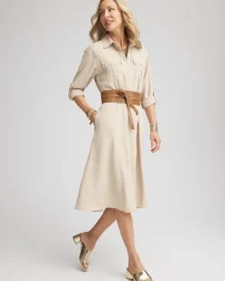 Twill Belted Midi Shirtdress