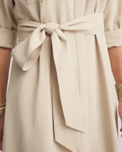 Twill Belted Midi Shirtdress