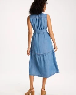 Twill Denim Belted Shirtdress