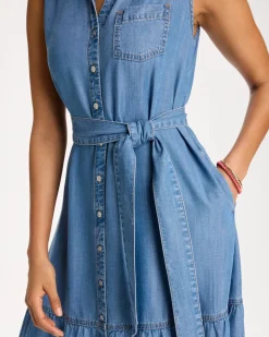 Twill Denim Belted Shirtdress