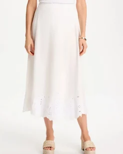 Twill Embroidered Hem Skirt