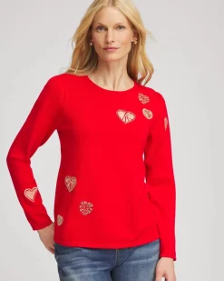 V-Day Embroidered Heart Pullover
