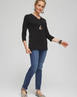 V-neck Button Detail Tunic