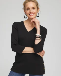 V-neck Button Detail Tunic