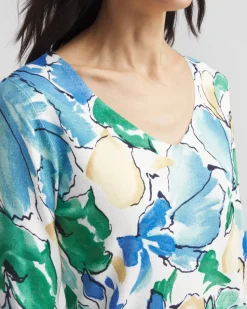 V-Neck Printed Pullover