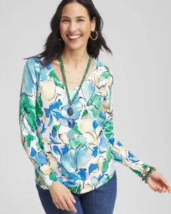 V-Neck Printed Pullover