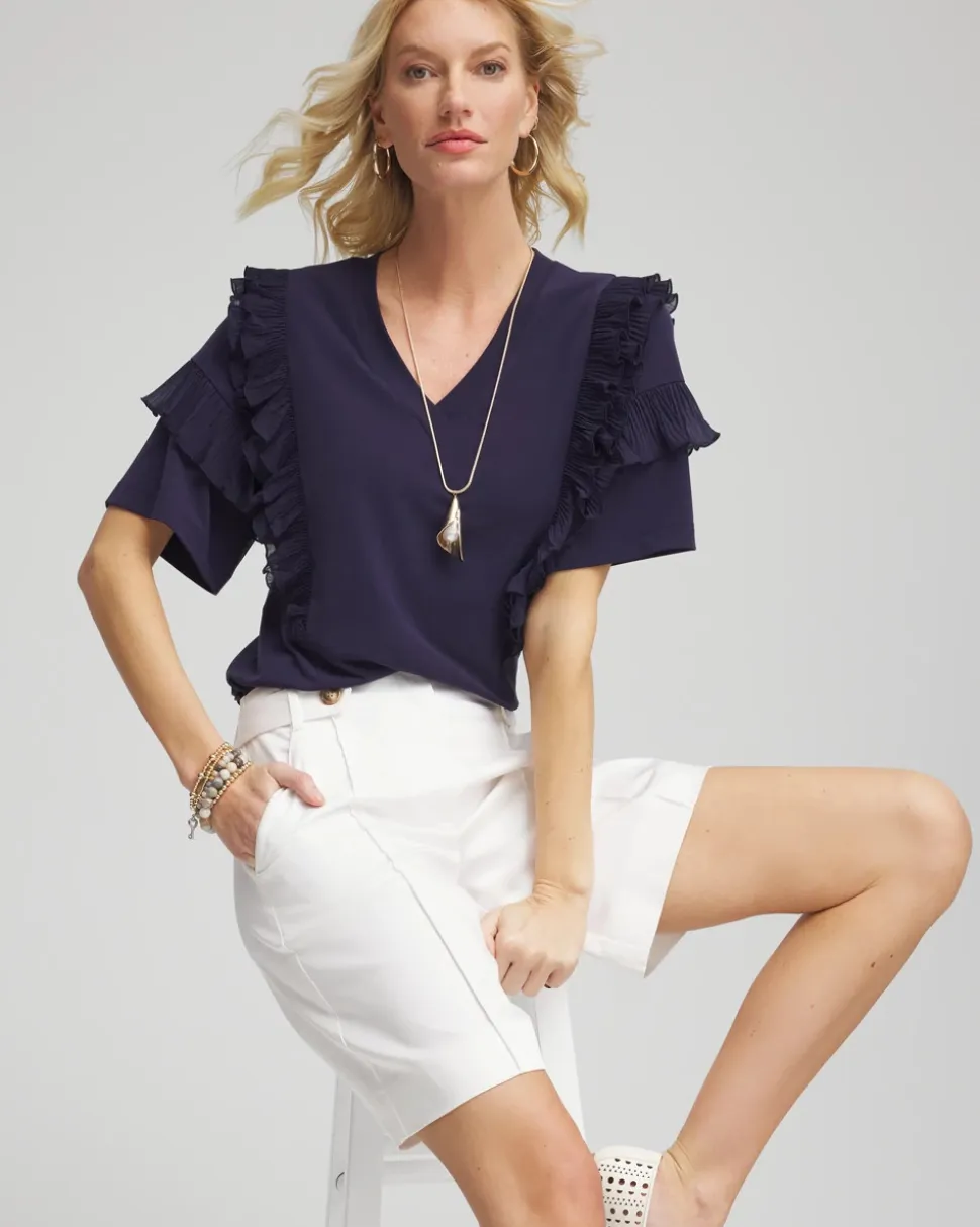 V-Neck Tiered Ruffle Sleeve Tee