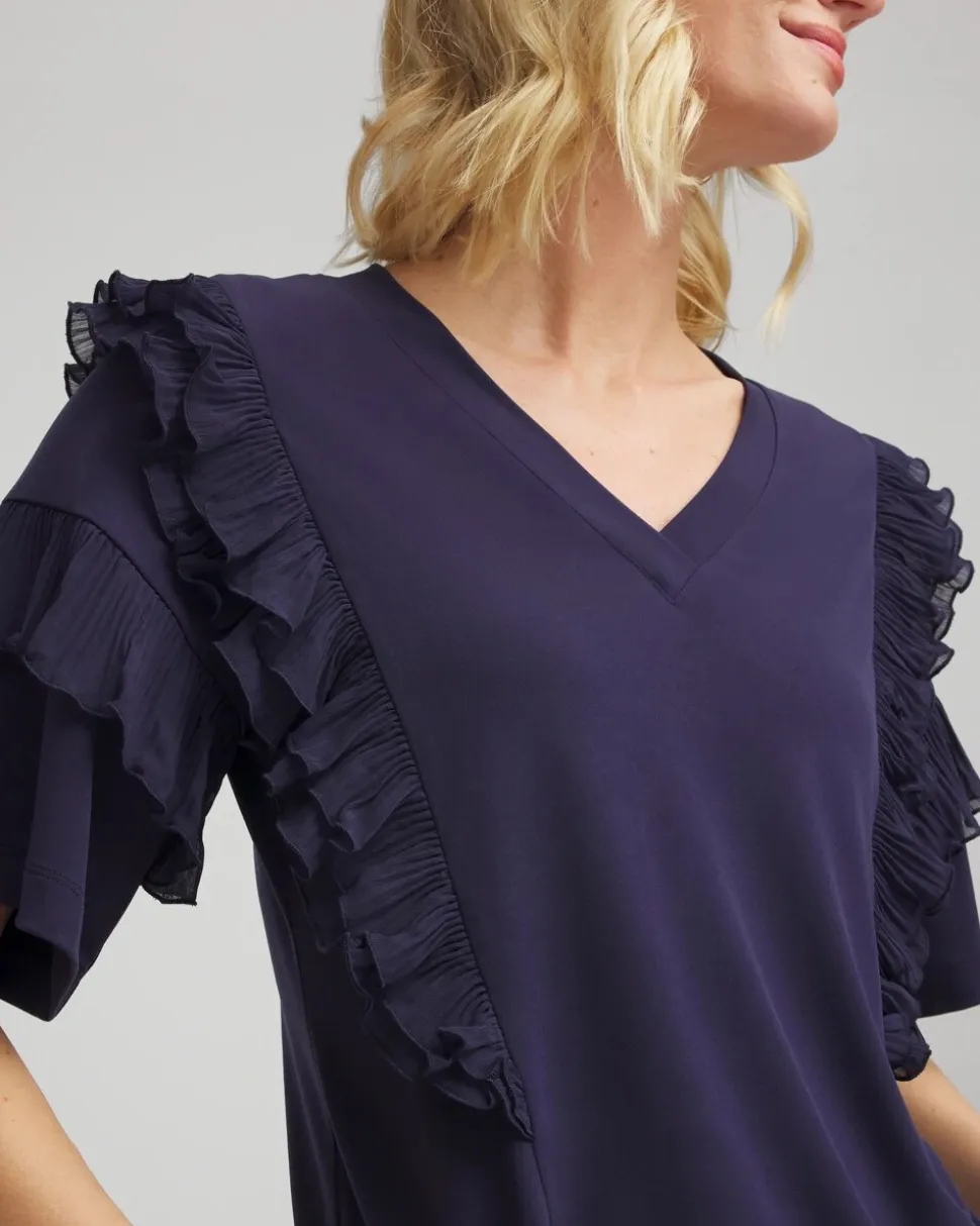V-Neck Tiered Ruffle Sleeve Tee