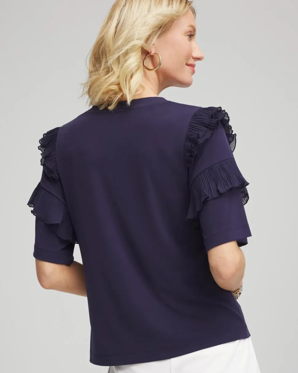 V-Neck Tiered Ruffle Sleeve Tee