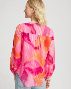 Watercolor Classic Fit Chiffon Blouse