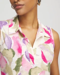 Watercolor Slub Sleeveless Collared Tunic