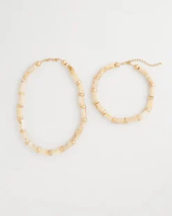 White Beaded Double-Strand Necklace