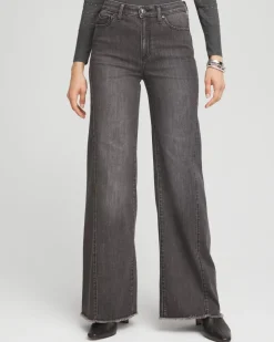 Wide Leg Frayed Hem Jeans