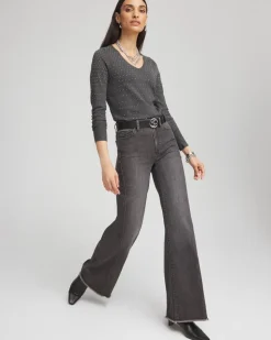 Wide Leg Frayed Hem Jeans