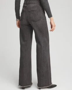 Wide Leg Frayed Hem Jeans