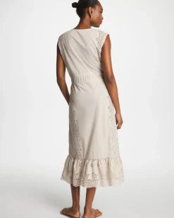 Woven Eyelet Swim Cover-Up Dress