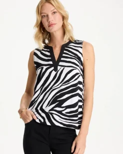 Zebra Cotton-Stretch Notch Neck Tank