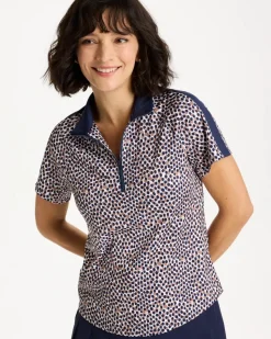 Zenergy® UPF Contrast Dot Half Zip Polo