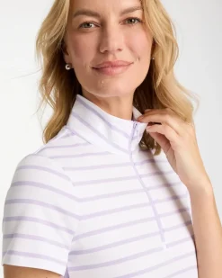Zenergy® UPF Striped Half Zip Polo