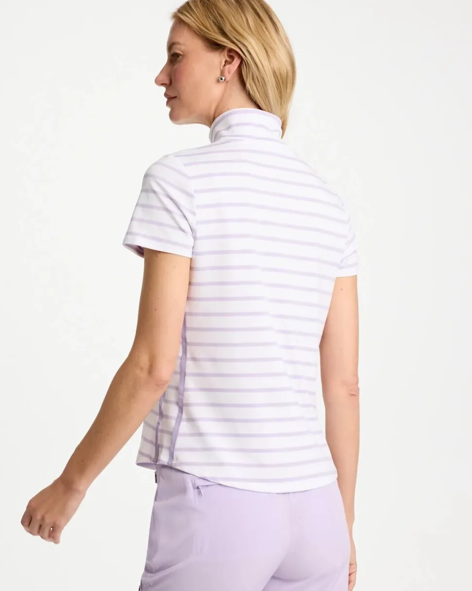 Zenergy® UPF Striped Half Zip Polo