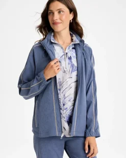 Zenergy® UPF Zip-Front Caviar Trim Jacket